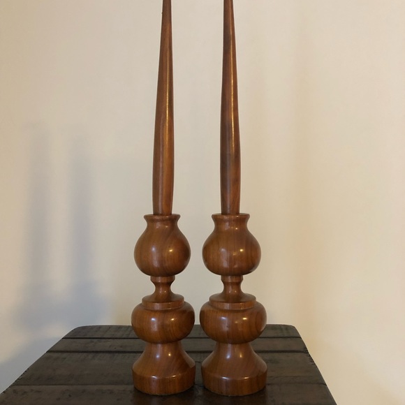 Pair of Handmade Wood Candlesticks and Candleholders - Nice! - Picture 1 of 9